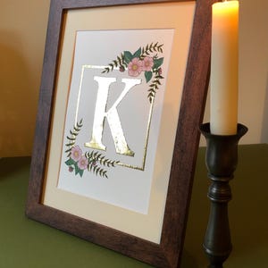 Letra inicial personalizada en hoja de oro, regalo, decoración de pared,