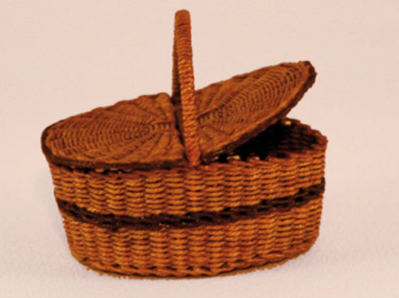 Dollhouse Miniature Wicker Picnic Basket With Lids Scale 1 Etsy