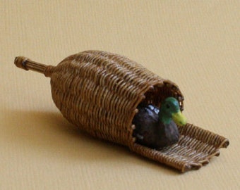 Dollhouse miniature, Wicker duck nest, scale 1 : 12, WC/13 21