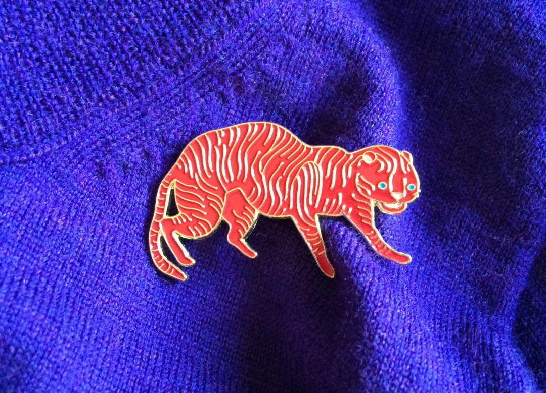 Tiger Ripper Pin Red/gold Tiger Pin - Etsy