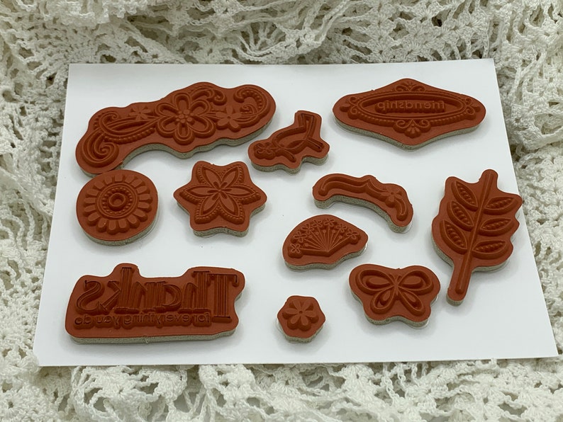 Stampin/' Up For Everything Red Rubber Cling Stamp Set Gently Used