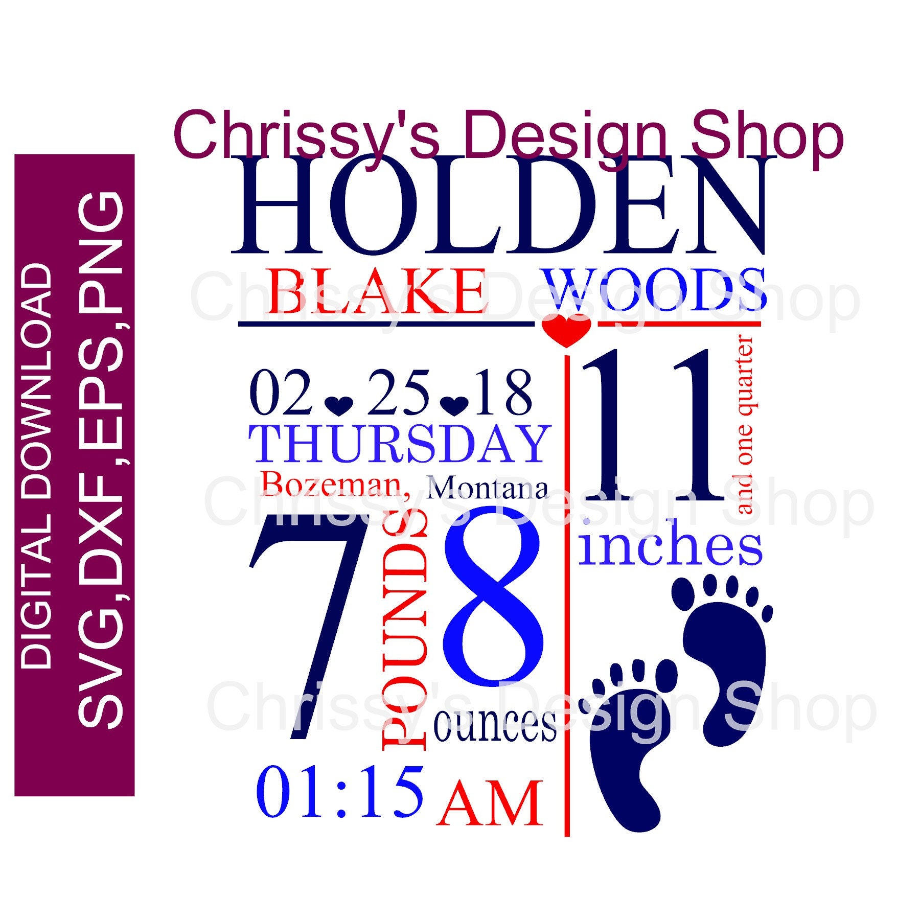 Download Custom Birth Announcement Svg Birth Announcement Printable Etsy