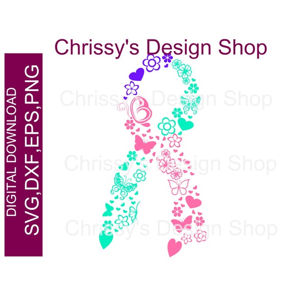 Download Elegant Butterfly And Flowers Awareness Ribbon Svg Cancer Etsy