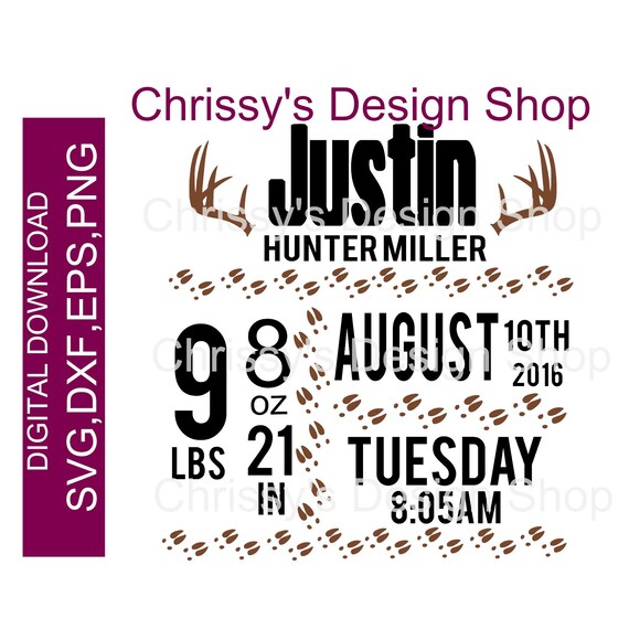 Download Deer Antler Birth Announcement Svg Download Birthday Etsy