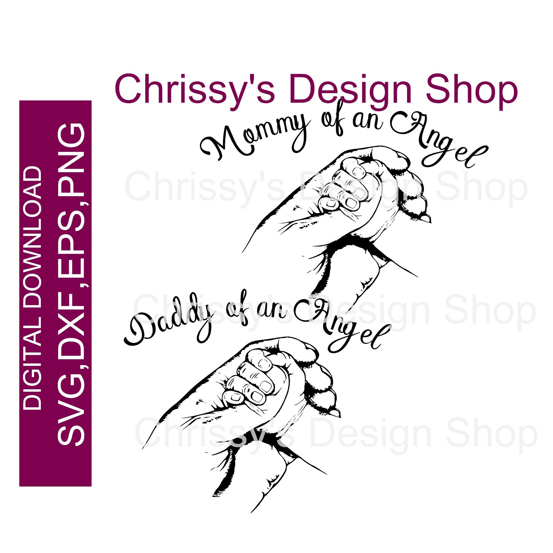 Download Daddy and mommy of an Angel SVG cut file Child memorial | Etsy