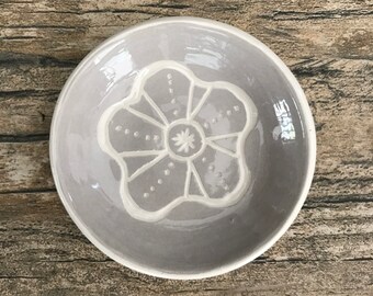 Nature inspired small hand thrown and carved dish