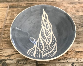 Handmade Natural Design Grey and White Ceramic Bowl