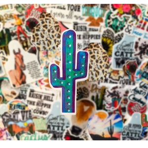 Teal Cactus Marquee vinyl sticker| Stickers | Western | Western Stickers | Vinyl Western Stickers |