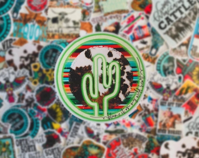 Howdy Western Decal Sticker // Tooled Leather / Cowhide / Serape - Etsy