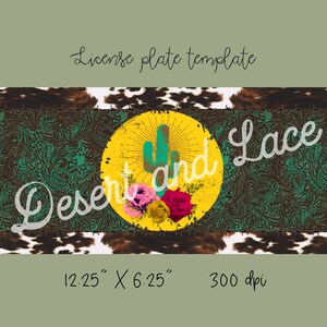 License Plate DIGITAL PNG.. Cactus Sunrise