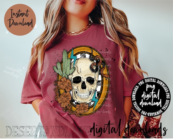 ORIGINAL CREATOR* Gold Skull PNG Digital download | Western Sublimation| Western Skull png | Western Skull Graphic Tee | Halloween Skull