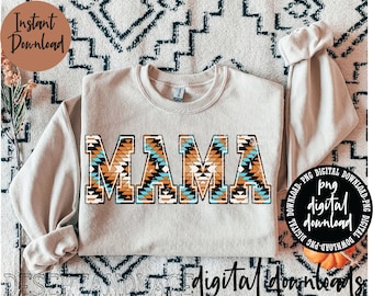 ORIGINAL CREATOR* Distressed Aztec Mama PNG digital download | Western png | Mama University Font | Aztec pattern | Distressed Mama |