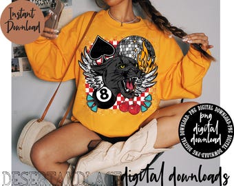 ORIGINAL CREATOR* Western Panther PNG Digital Download | Flame | Western | Eight Ball | Western Grunge | Spade | Turquoise | Red Checkered |