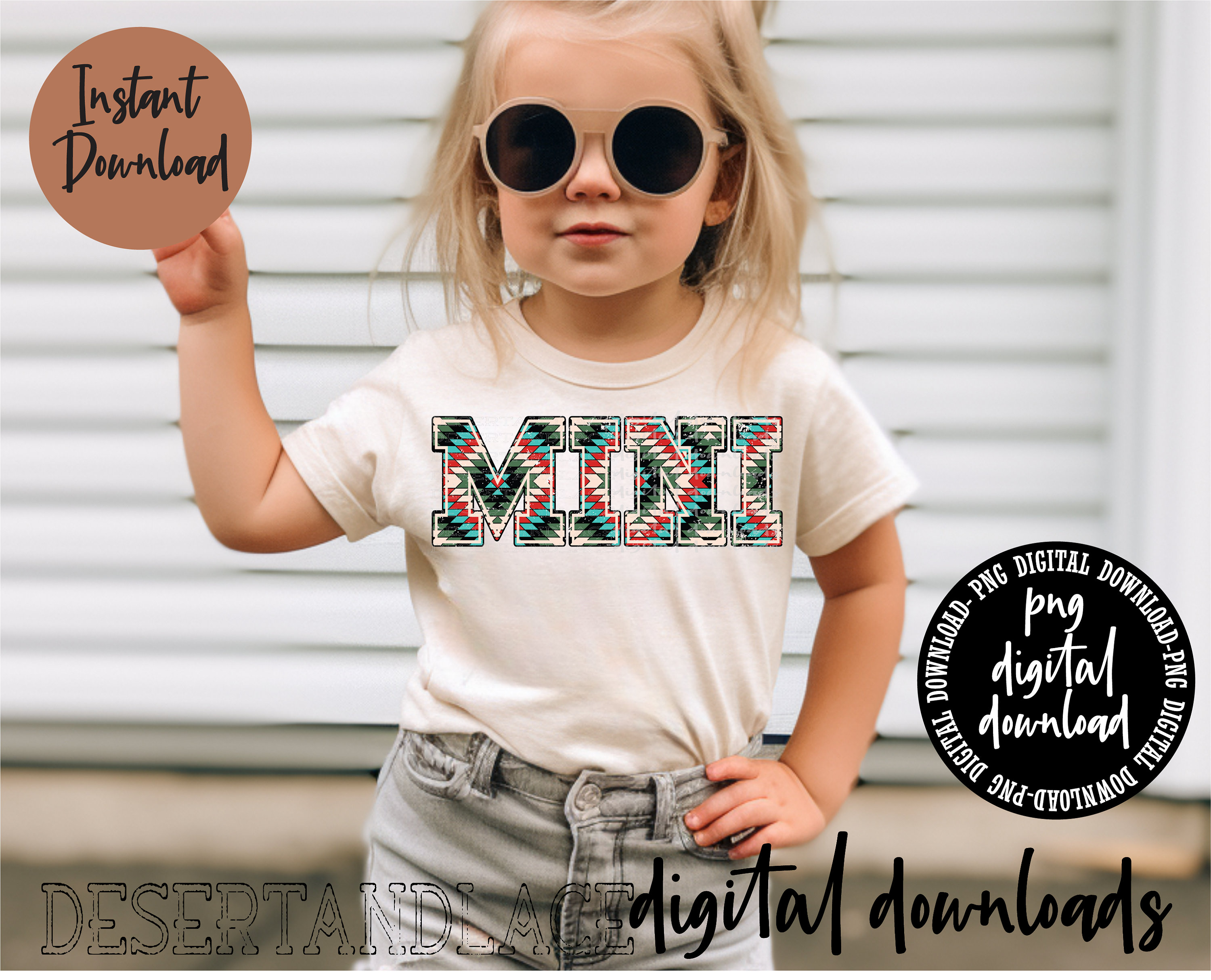 ORIGINAL CREATOR* Distressed Aztec Mini V3 PNG digital download | Western png | Mini University Font | Aztec pattern | Distressed Mini |