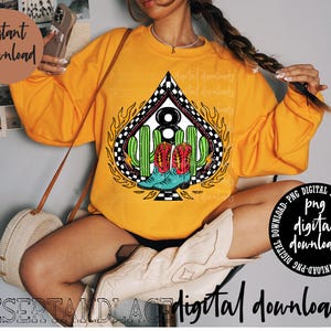 ORIGINAL CREATOR* Eightball Karierter Spaten PNG Digitaler download| Western | Western png | kariert | Kaktus | Achtball | Flammen | Stiefel