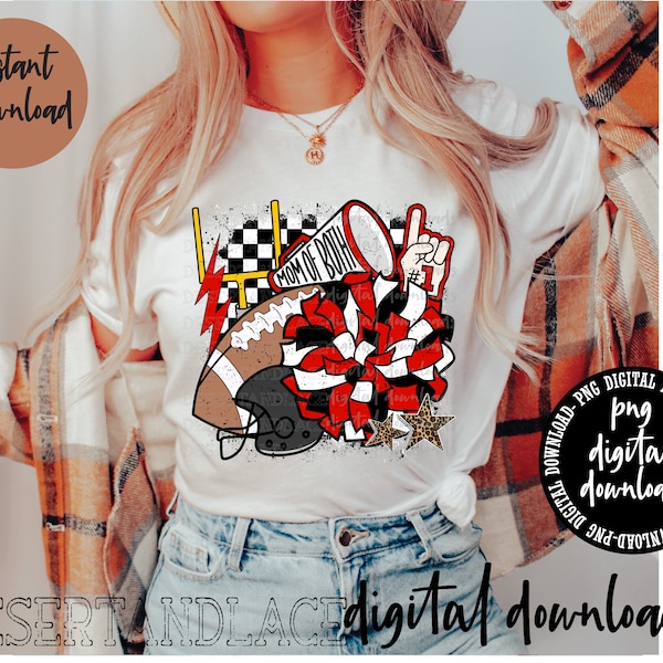 ORIGINAL CREATOR* Mom of Both Football and Cheerleading PNG digital download (distressed) | Sports | Sports Mama | Highschool sports | Mom