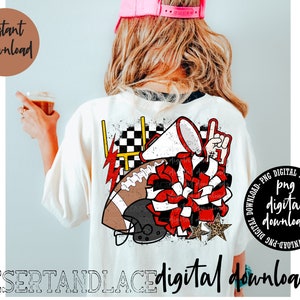 ORIGINAL CREATOR* Football and Cheer PNG digital download | Sports | Football shirt | Game day shirt | School spirit shirt | Red and black