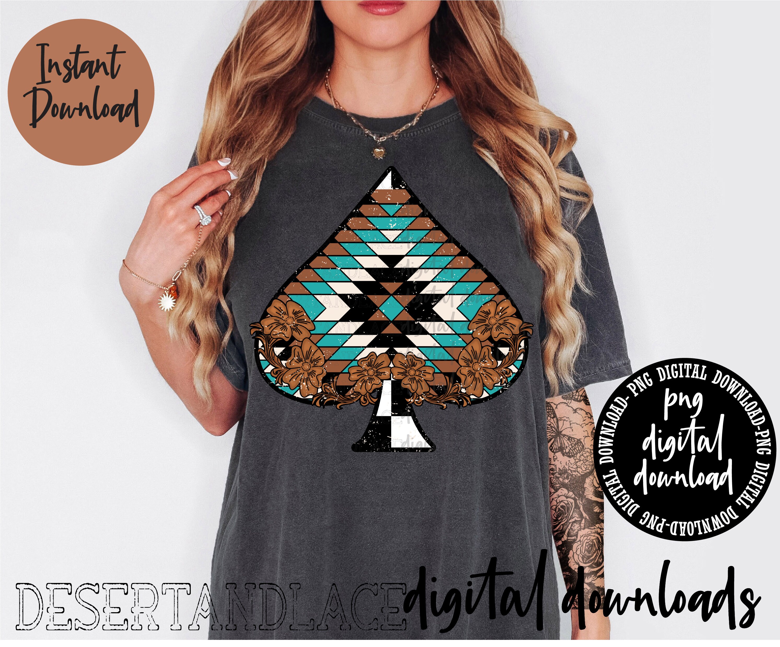 Spade Rurquose ORIGINAL CREATOR* Aztec Tooled Spade PNG Digital Download| Checkered ...