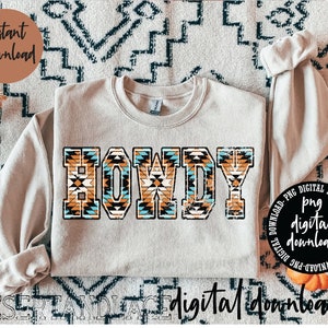 ORIGINAL CREATOR* Distressed Aztec Howdy PNG digital download | Western png | Howdy University Font | Aztec pattern | Distressed Howdy |