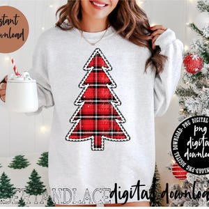 CREATORE ORIGINALE* Toppa albero di Natale a quadri rovinati PNG Download digitale/ Albero di Natale / Plaid / Motivo cucito / Cuciture finte /