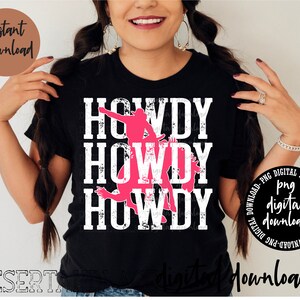 ORIGINAL CREATOR* Howdy Howdy Howdy (pink Version) PNG Digitaler download| Western | Western png | Grüße | wildes Pferd | Rosa Western | Reiter