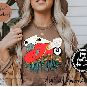 ORIGINAL SCHÖPFER* Lady Luck PNG Digital Download | Roter Cowboyhut | Western | Achtball | Western-Grunge | Pik | Flamme | Cowboyhut