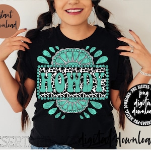 ORIGINAL CREATOR* Howdy Cowprint Turquoise Concho Frame PNG digital download | Turquoise Concho | Turquoise Frame | Howdy Cowhide Font |
