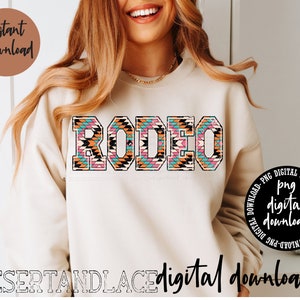 ORIGINAL CREATOR* Distressed Aztec Rodeo V2 PNG digital download | Western png | Rodeo University Font | Aztec pattern | Distressed Rodeo |