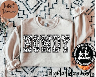 ORIGINAL CREATOR* Distressed Cowhide Howdy PNG digital download | Western png | Howdy University Font | Cow print | Distressed Howdy |