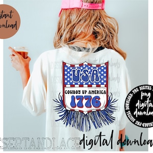 ORIGINAL CREATOR* Cowboy Up America Back Number PNG Digital download| Rodeo Back Number | Independence Day png | Fourth of July png | rodeo