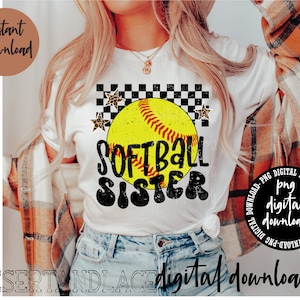 ORIGINAL CREATOR* Softball Sister PNG digital download (distressed)  | Sports | Softball l Sister | Sister shirts | Softball png | Sis |