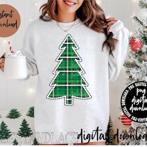 CREATORE ORIGINALE* Toppa albero di Natale a quadri verde consumato PNG Download digitale/ Albero di Natale / Quadri / Motivo cucito / Punto finto