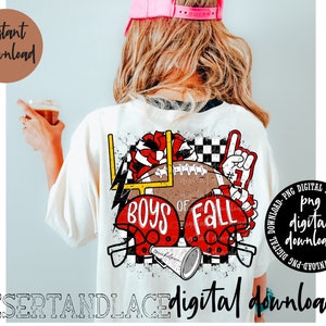 ORIGINAL SCHÖPFER* Boys of Fall Fußball PNG digitaler Download (beunruhigt) | Sport | Zurück zum Schulspiel T-Shirt | Fußball png | Rot und Schwarz