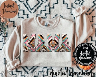 ORIGINAL CREATOR* Distressed Aztec Mama V2 PNG digital download | Western png | Mama University Font | Aztec pattern | Distressed Mama |