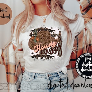 ORIGINAL CREATOR* Howdy Cowboy Distressed PNG Digital Download| Western | Western png | Damen Westen tragen | Leoparden Cowboyhut | Kuhmädchen