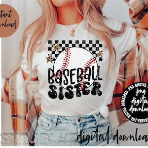 ORIGINAL CREATOR* Baseball Sister PNG digital download (distressed) | Sports | Baseball Sister | Sister shirts | Baseball png | Sis |