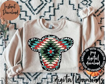 ORIGINAL CREATOR* Aztec Cowhide Cowhead V3 PNG digital download | Western png | Cowhead design | Aztec Cow | Cowprint cowhead |Aztec pattern