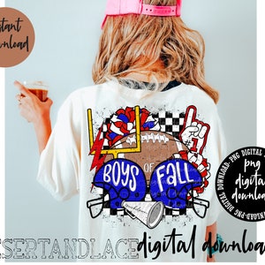 CREADOR ORIGINAL* Boys of Fall Football PNG descarga digital (angustiado) / Deportes / Juego de regreso a la escuela Tee / Fútbol png / Rojo y Azul