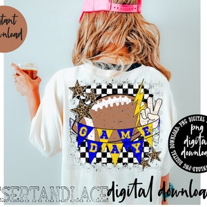 ORIGINELE CREATOR* Game Day Football digitale PNG-download (verouderd) | Sport | Voetbalwedstrijddag | Gele en blauwe school | VoetbalT-shirt