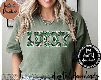 ORIGINAL CREATOR* Distressed Aztec Lucky PNG digital download | Western png | Western St. Patrick's day png | Aztec designs | Green aztec