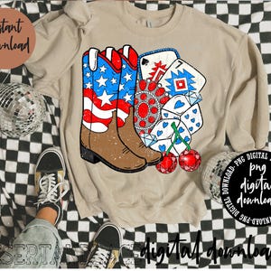 ORYGINALNY TWÓRCA* American Boots Collage PNG Pobieranie cyfrowe | Kostki | Kostki serca | Wiśnia | Karty azteckie | Flaga | Flaga amerykańska | Concho |