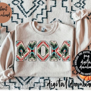 ORIGINAL CREATOR* Distressed Aztec Mom V3 PNG digital download | Western png | Mom University Font | Aztec pattern | Distressed Western Mom