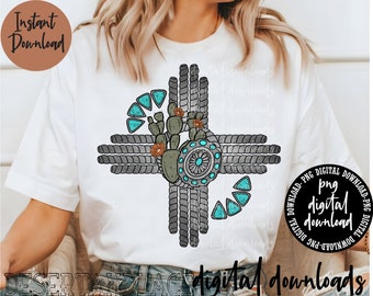 ORIGINAL CREATOR* Turquoise Zia | Zia occidentale | Corde Zia | Symbole Zia | Cactus | Concho turquoise | Fleur de cactus | Grunge occidental | Nouveau-Mexique
