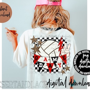 ORIGINAL CREATOR* Game Day Volleyball PNG digital download (distressed) | Sports | Volleyball | Volleyball mama | Red and Black school color
