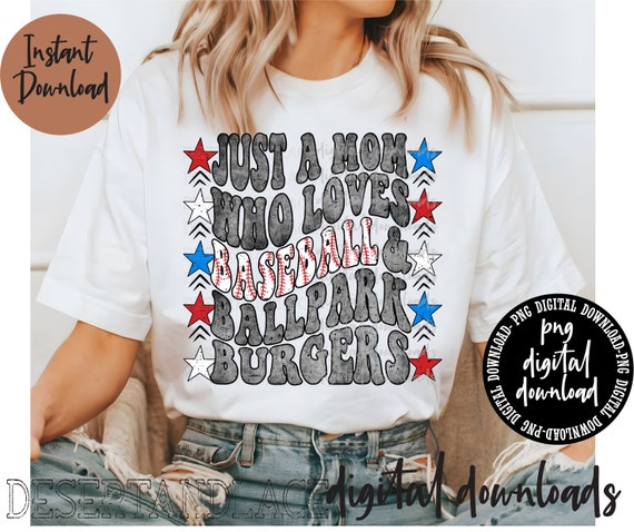 ORIGINAL CREATOR* Baseball and Ballpark Burgers PNG digital download (distressed) | Sports | Baseball Mama | Mama shirts | Baseball Mom |