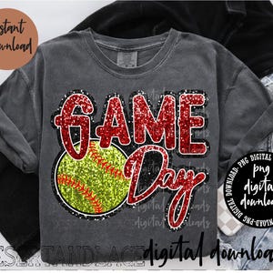 ORIGINAL CREATOR* Game Day Pailletten Softball PNG digitaler download (Faux Pailletten) | Sport | Softball Spieltag | Zurück zum Schulspiel T-Shirt |