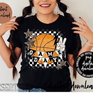ORIGINAL CREATOR* Game Day Basketball PNG digital download (distressed) with white outline | Basketball Gameday Tee | Mama shirts |