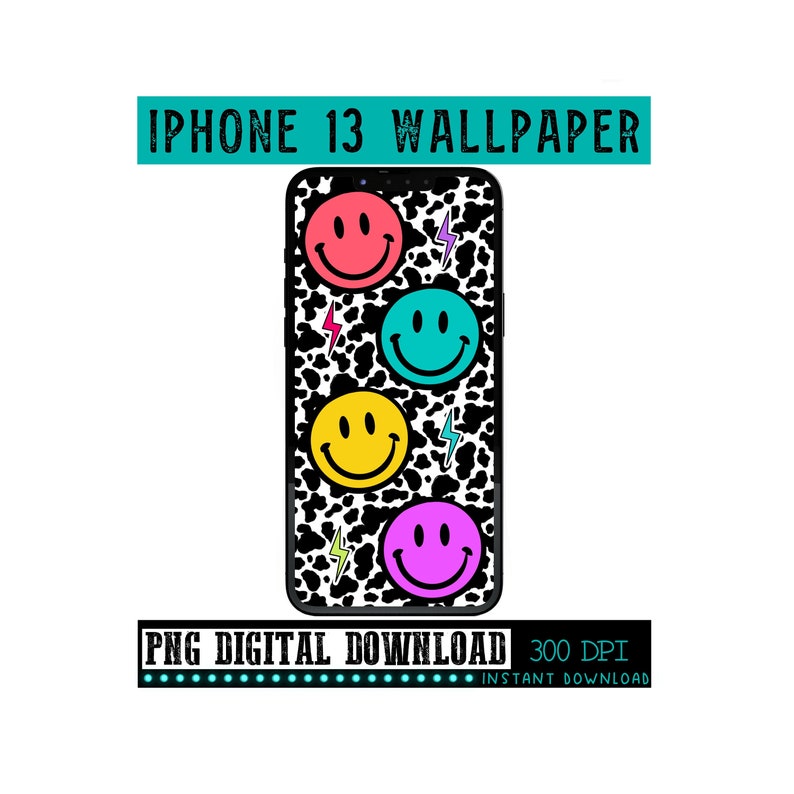 Iphone 13 Lock Screen Wallpaper PNG Digital Download Cowhide Etsy Canada