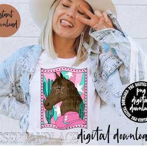 ORIGINAL CREATOR* Candy Pink Horse PNG Digital download| Western | Western png | Pink Horse | Western Girl Tee | Cotton Candy Colors | Stars
