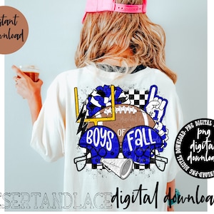 ORIGINAL CREATOR* Boys of Fall Football PNG digital download (distressed) | Sports | Back to school game Tee | Football png | Blue and Black
